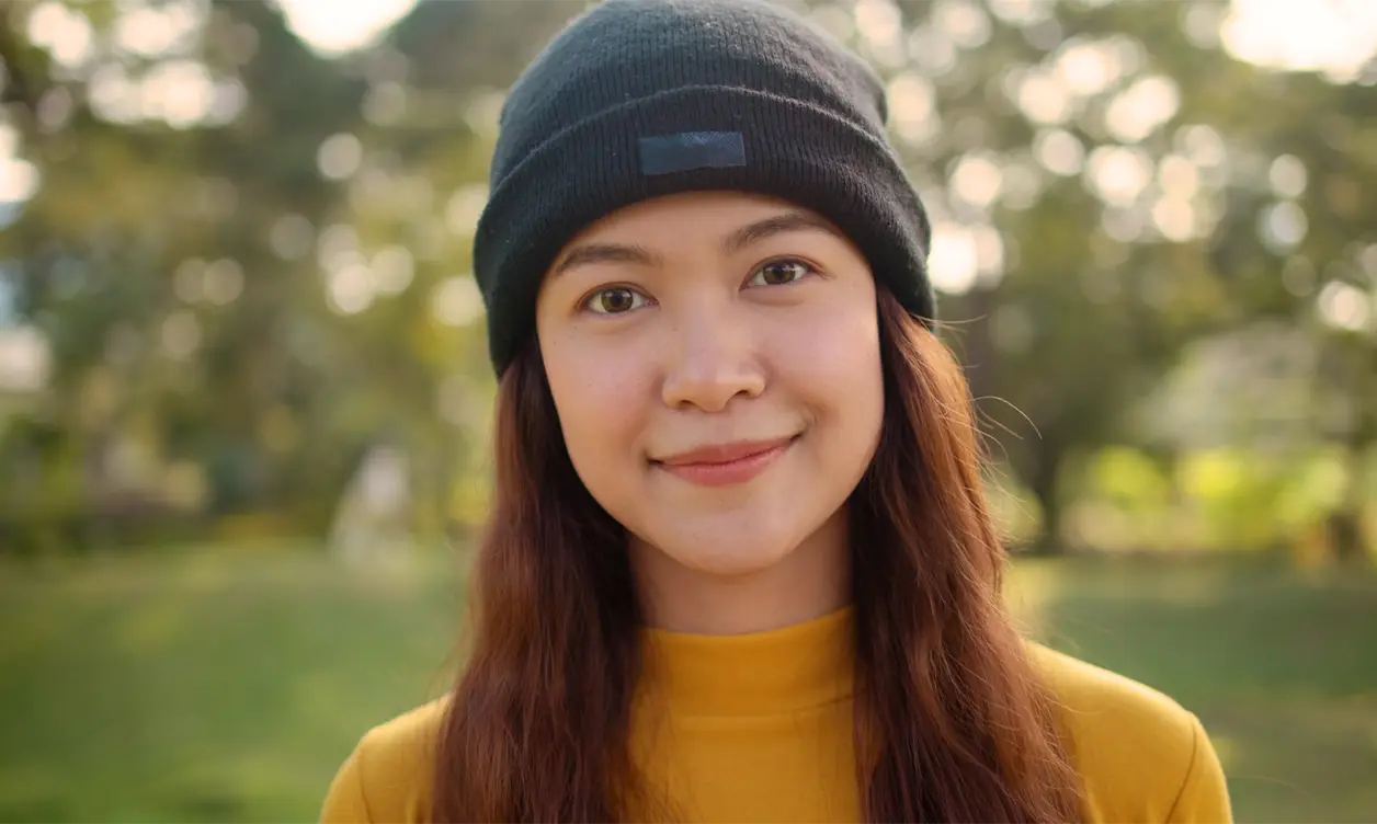Creator filmed straight-on at eye level