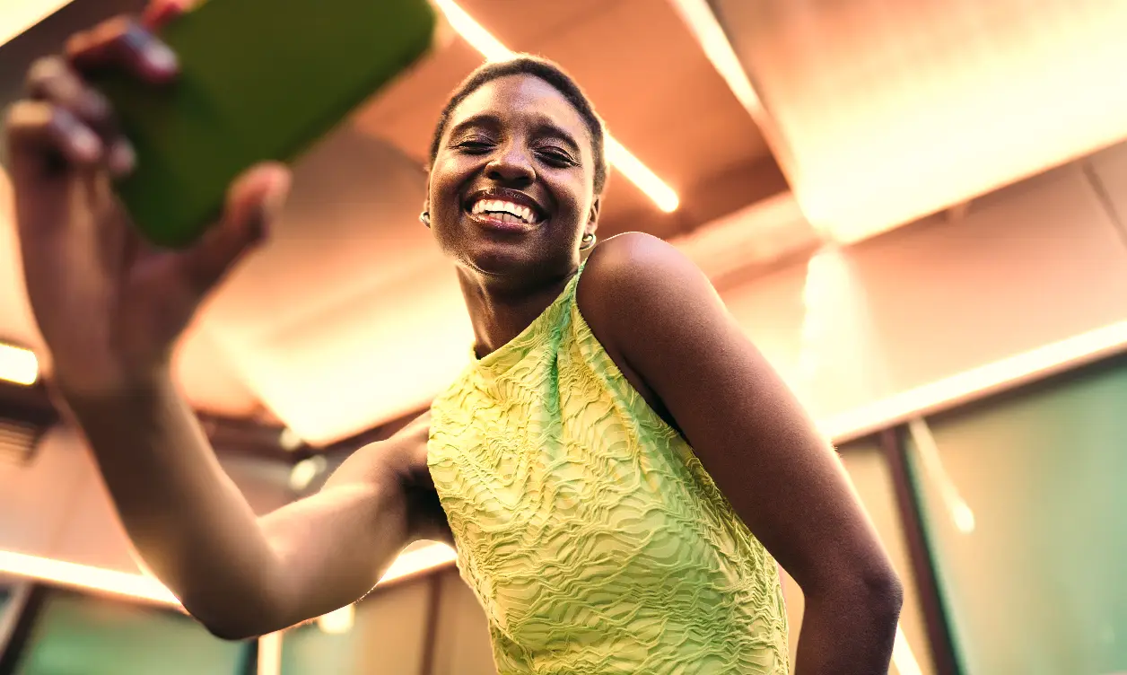 Creator filmed from three-quarter angle with warm, golden hour color grading